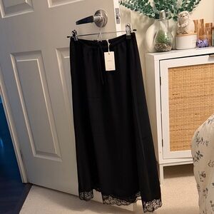 New Aritzia XS Black Maxi Skirt with Lace Hem